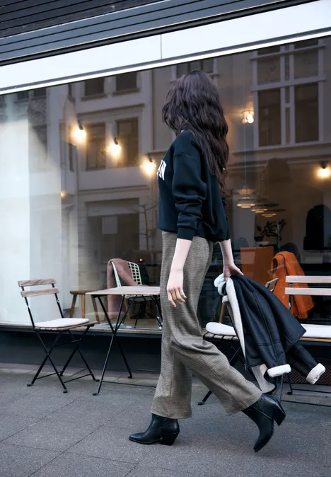 Gevlekte broek Wide Legs Black Gevlekte broek Wide Legs Black