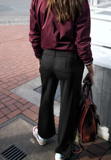 Wide Leg Twill Pantalon Black Wide Leg Twill Pantalon Black