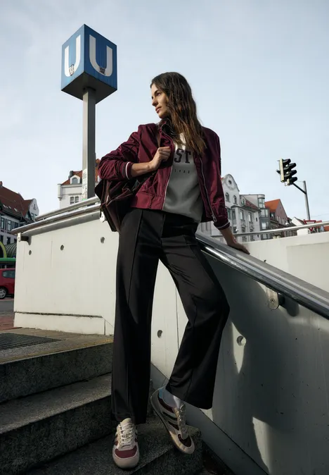 Wide Leg Twill Pantalon Black Wide Leg Twill Pantalon Black