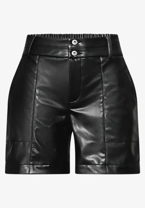 Shorts in Leder-Optik Black