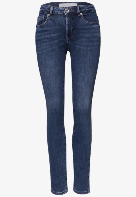 Skinny Legs Jeans Dark Blue Soft Washed