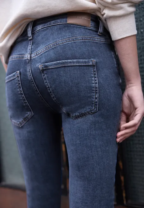 Skinny Legs Jeans Dark Blue Soft Washed