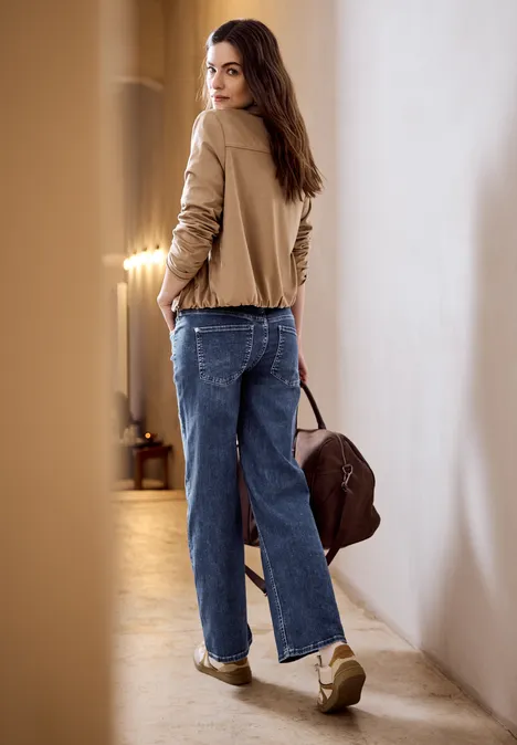 Wide Leg Jeans Medium Blue Soft washed