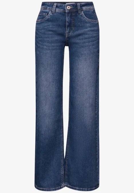 Wide Leg Jeans Medium Blue Soft washed