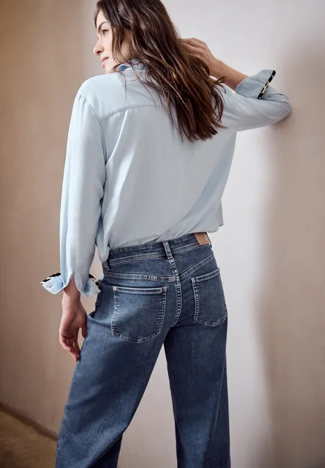 Wide Leg Jeans Medium Blue Soft washed