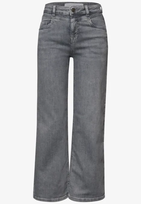 High Waist Wide Leg Jeans im Loose Fit mid grey random wash