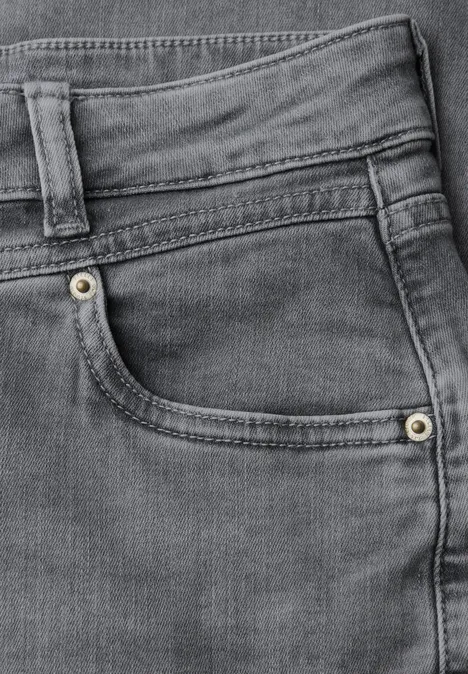 High Waist Wide Leg Jeans im Loose Fit mid grey random wash