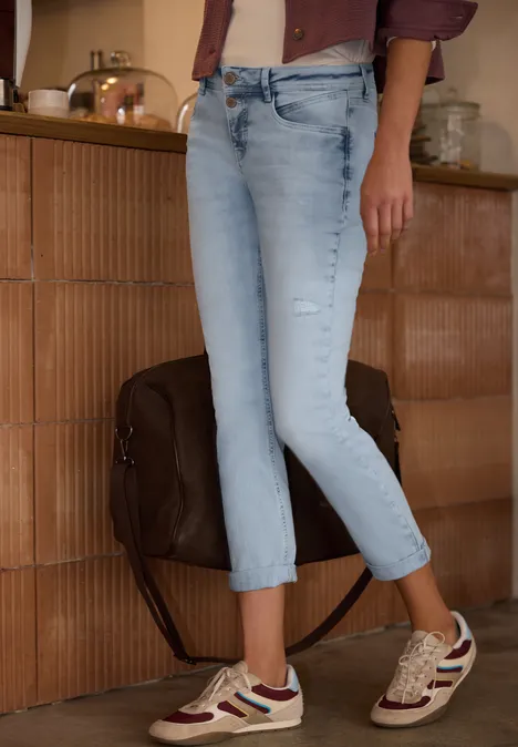 Mid Waist Slim Leg Jeans im Casual Fit bleached wash Mid Waist Slim Leg Jeans im Casual Fit bleached wash