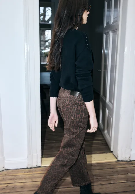 Wide Leg Leo Jeans Leo Print washed Wide Leg Leo Jeans Leo Print washed