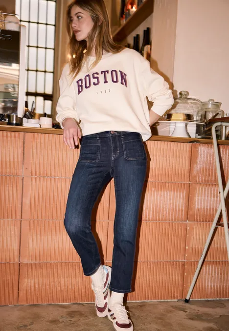 Straight Leg Jeans dark blue washed