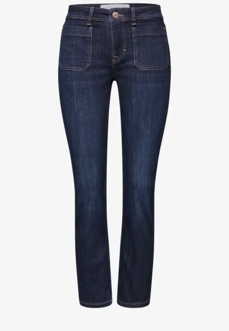 Straight Leg Jeans dark blue washed