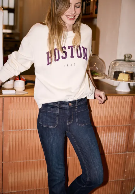 Straight Leg Jeans dark blue washed