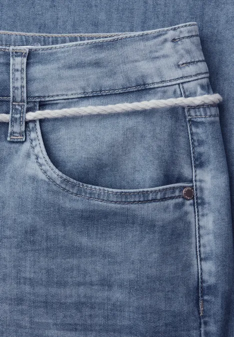 Mid Waist Wide Leg Jeans en Loose Fit light blue wash