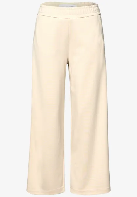 Mid Waist Wide Leg Hose im Casual Fit stone sand