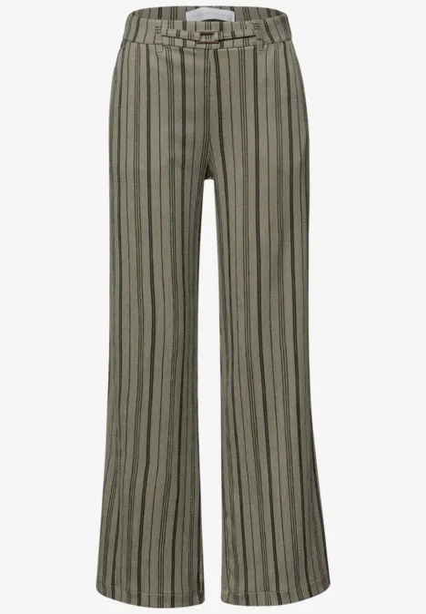 Wide Leg Hose mit Gürteldetail Lichen Green