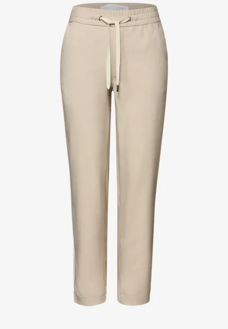 Mid Waist Slim Leg Hose im Loose Fit stone sand mel.