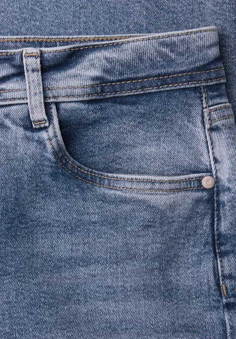 Mid Waist Straight Leg Jeans en coupe casual Medium Blue Authentic wash