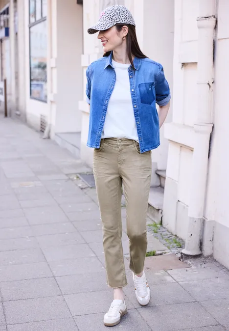 High Waist Kick Flare Hose im Slim Fit dark stone sand