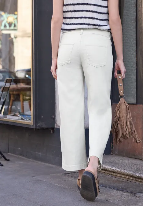 Pantalon Mid Waist à jambes larges, coupe décontractée off white