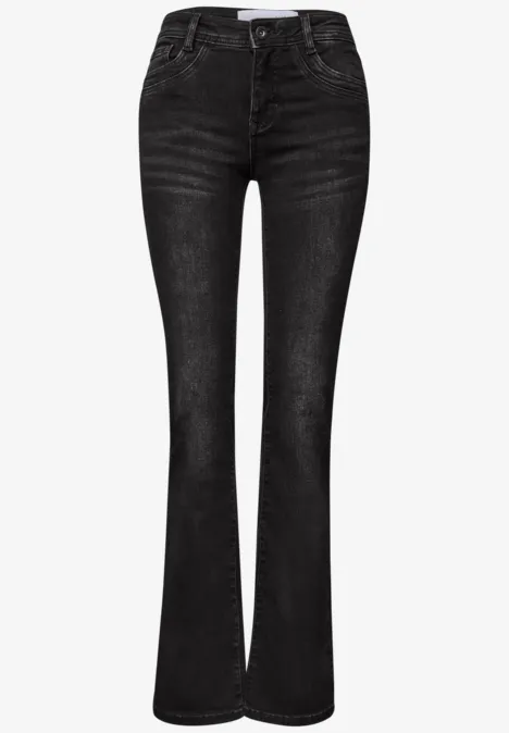 Bootcut-jeans met Mid Waist-taille in Slim Fit authentic black washed Schwarze Jeans mit hohem Bund und ausgestelltem Bein