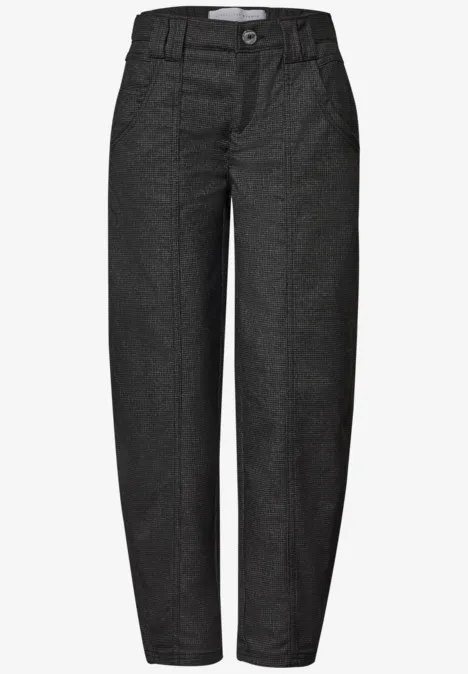Dunkelgraue Damenhose mit geradem Schnitt und schmal zulaufenden Beinen