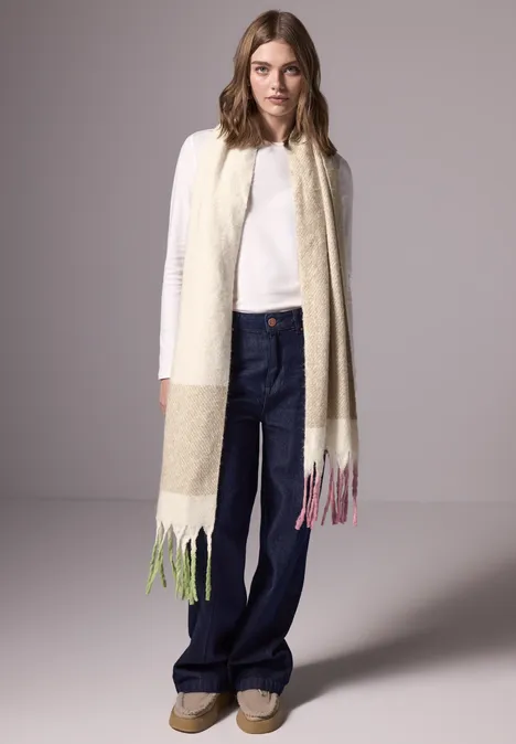 Schal mit bunten Fransen lucid white