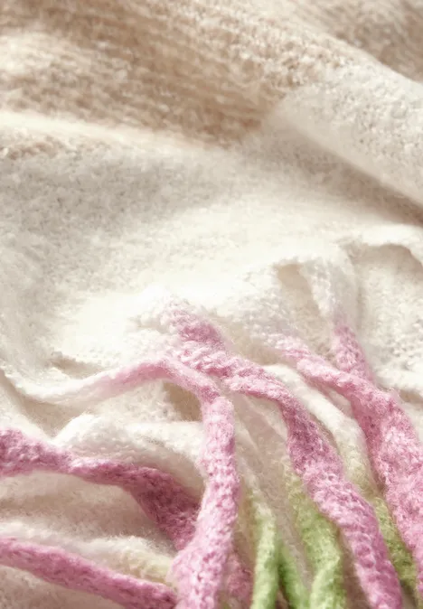 Schal mit bunten Fransen lucid white