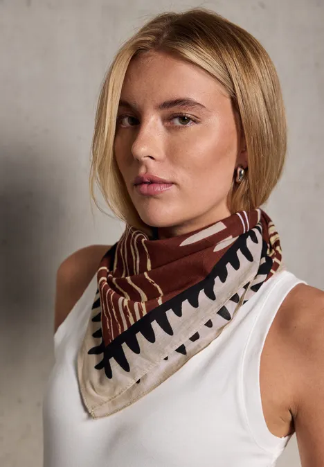 Sjaal met patroon sienna brown