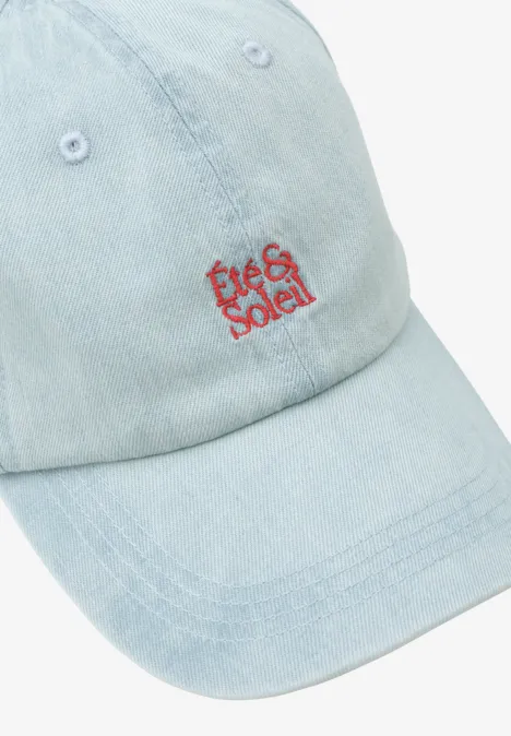 Cap mit Wording Artwork Light Blue soft wash