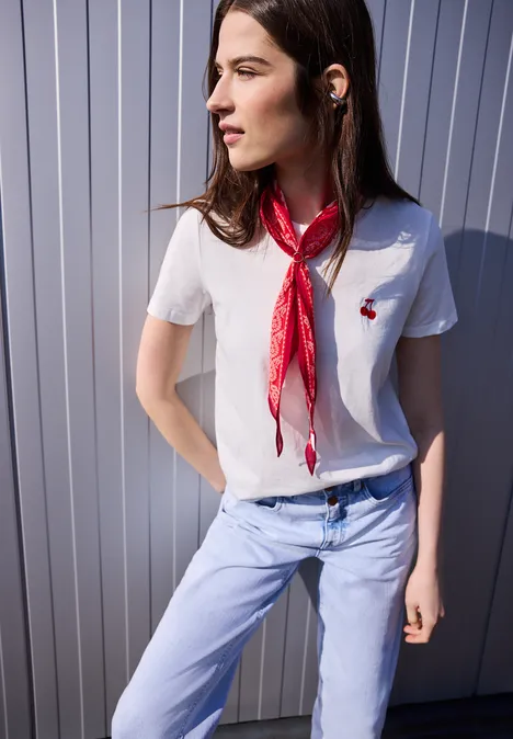 Bandana in ruitvorm met print chili red