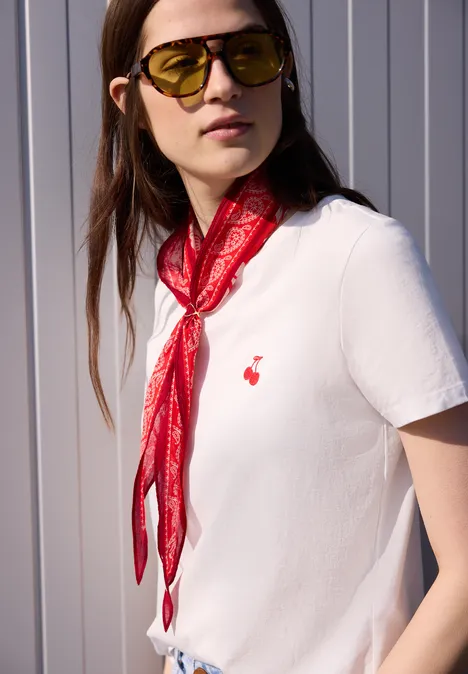 Bandana in ruitvorm met print chili red