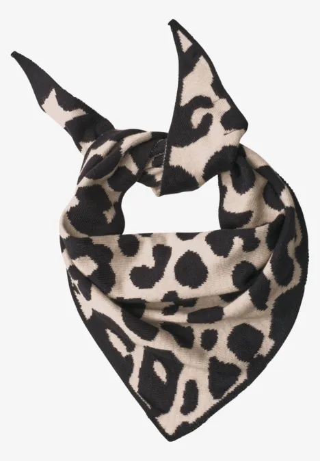 Écharpe jacquard à motif léopard biscuit sand mel.