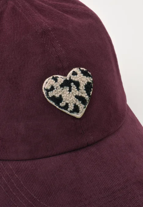 Cap aus Cord mit Herdetail very berry