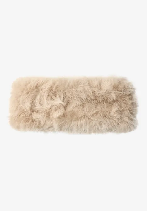 Loop-sjaal van imitatiebont smooth stone sand
