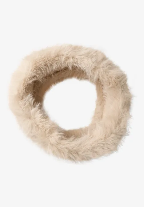 Loop-sjaal van imitatiebont smooth stone sand