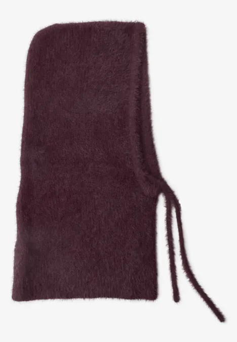 Balaclava van veergaren in effen kleur russet red