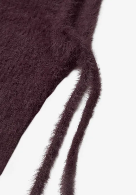 Balaclava van veergaren in effen kleur russet red