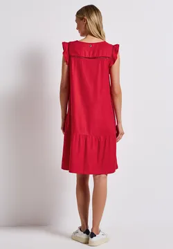 Robe Tunique NIKKIS En Laine Rouge Et Grise - Taille L - Occasion Très Bon état
