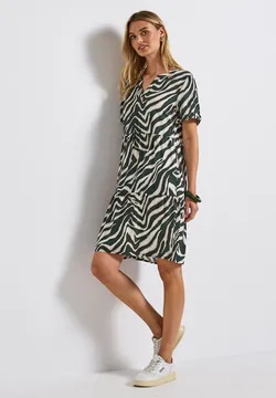 STREET ONE Damen Kleid – Bedruckt, Langarm, Mit Stretch Für Maximalen Komfort