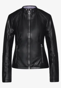 LIEVETY Moto-jack voor dames, kunstleer, met ritssluiting, Moto Pu lederen bikerjack met zakken, outwear, slanke jas, roze, S