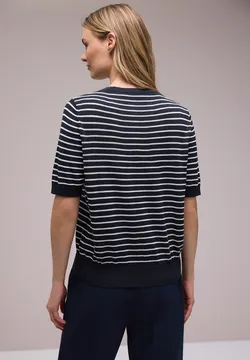 Gilet Pull Rayé Marron Chico's Femme Taille 1 - Mélange Soie Extensible