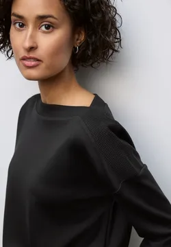 STREET ONE Damen Shirt Gestreift – Aus Baumwolle, U-Boot-Ausschnitt, Kurzarm