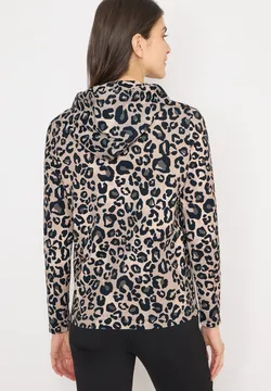 Pull Léopard Coupe Ample Street One Studio Pour Femme - Sweat-shirt Décontracté à Col Rond Et Manches Longues