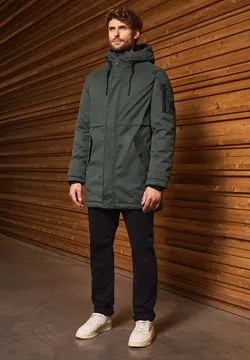 ARMANI EXCHANGE Lange jas met reverskraag, model 'Caban' in zwart
