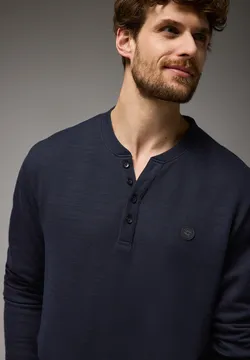 Chemise Homme Rétro Henley En Coton Avec Manches Enroulables - Style Vintage Confortable LucMatton