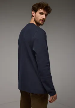 Aulemen Henley Shirt met lange mouwen voor heren, lange mouwen, katoen, knoopsluiting, longsleeve, slim fit, longshirt, M-3XL, L