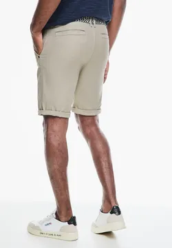Short D'été Homme Coupe Droite - Chino Léger, Taille élastique Avec Cordon, Poches, Pour Sport Ou Détente - 12