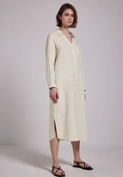 Street One linnen jurk moonstone sand 144338 16269