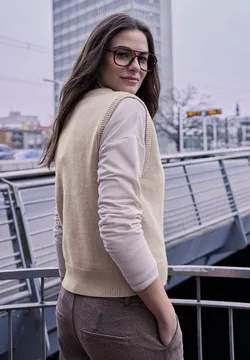 Pullunder Dames mouwloos V-hals gebreide trui elegante gebreide trui casual dames herfst winter trui sweater vest, beige, XL