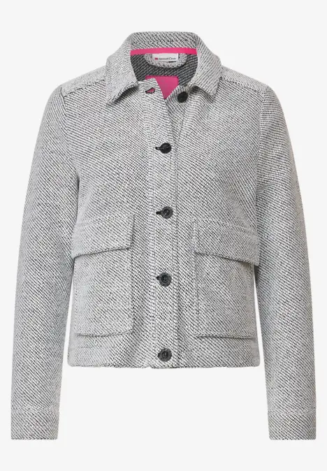 Boucléjacke mit Knopfleiste Black